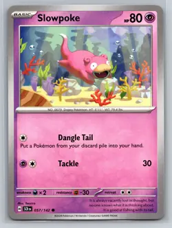 Slowpoke 057/142 Psychic-Type Dopey Pokemon Stellar Crown 2024 TCG Card - Image 1