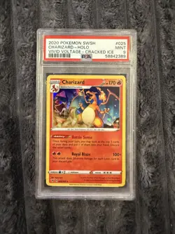 PSA 9 MINT Charizard Vivid Voltage Cracked Ice Holo 2020 Pokemon SWSH 025/185 - Image 1