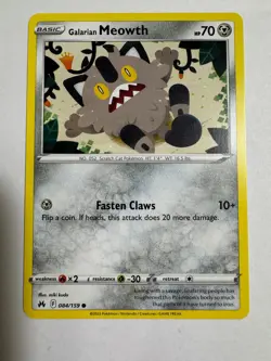 Galarian Meowth 084/159 Common Crown Zenith Pokemon Near Mint - Image 1