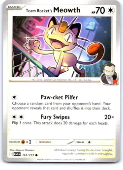 Team Rocket's Meowth 161/217 Common Ascended Heroes Pokemon Near Mint - Image 1