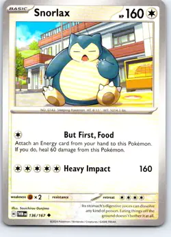 Snorlax 136/167 Uncommon Twilight Masquerade Pokemon Near Mint - Image 1