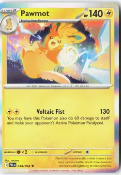 PAWMOT 034/094 RARE PHANTASMAL FLAMES POKEMON HOLO NM - Image 1