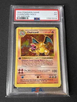 1999 Pokemon 1st Edition Charizard Holo Shadowless #4 PSA 1 Base Set LOW POP - Image 1