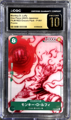 One Piece TCG JPN Monkey D. Luffy Promo CGC 10 Pristine, Film Red P-061 2023 - Image 1