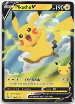 Pikachu V Promo SWSH: Sword & Shield Promo Cards SWSD Lightning Holo SWSH143 201 - Image 1