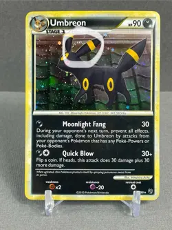 Umbreon 10/90 Holo Rare HGSS Undaunted Pokemon Card 2010 - Swirl - LP - Image 5