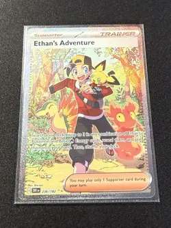Pokemon TCG Destined Rivals Ethan's Adventure Full Art Trainer Card 236/182 Sir - Image 1