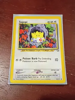 Togepi 51/111 Unlimited Neo Genesis Set WOTC Vintage Pokemon Card 2000 Mp - Image 1