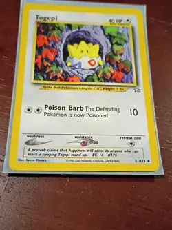 Togepi 51/111 Unlimited Neo Genesis Set WOTC Vintage Pokemon Card 2000 Mp - Image 3
