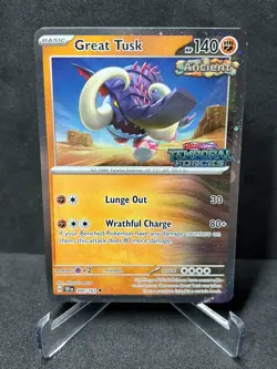 Pokemon Great Tusk 096/162 Cosmos Holo Temporal Forces Stamped Promo Near Mint - Image 1