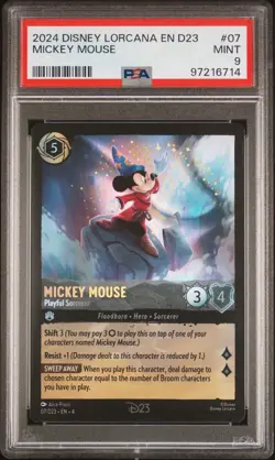 2024 DISNEY LORCANA EN D23-D23 EXPO PROMO MICKEY MOUSE - PLAYFUL SORCERER PSA 9 - Image 1