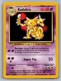 Kadabra Base Set #032/102 Uncommon Pokemon Card - Image 1