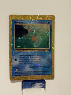 Horsea 49/62 Fossil Set Vending Sticker Holo Prism Pokemon Card - Image 1