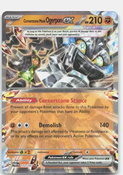 Cornerstone Mask Ogerpon ex 112/167 Double Rare Twilight Masquerade Pokemon NM - Image 1