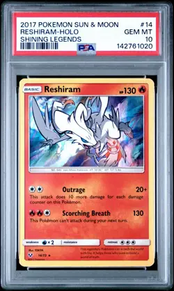 2017 POKEMON SUN & MOON SHINING LEGENDS #14 RESHIRAM HOLO PSA 10 New Cert - Image 1