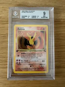 Moltres 12/62 1st Edition Holo Fossil BGS 9 Pokemon 1999 WOTC Vintage - Image 1