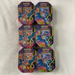6x Pokemon TCG Mega Charizard X and Y Tins - Brand New & Sealed ✅ - Image 1