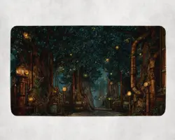 Steampunk Forest Themed Playmat | Unofficial MTG Mat | TCG Playmat - Image 1