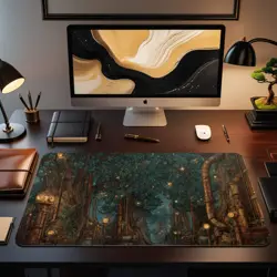 Steampunk Forest Themed Playmat | Unofficial MTG Mat | TCG Playmat - Image 2