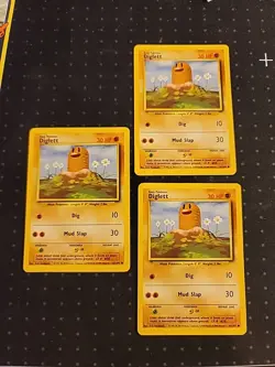 3fer Deal! Diglett 47/102 Common Base Set Unlimited Pokemon LP - Image 1