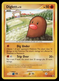Diglett 72/127 Common Platinum Pokemon Near Mint - Image 1