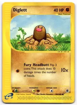 Diglett 106/165 Common Expedition Base Set Pokemon Heavily Played - Image 1
