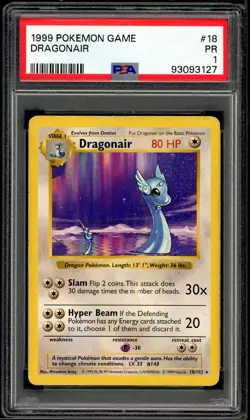 PSA 1 Base Set Shadowless Dragonair 18/102 RAINBOW ERROR Pokemon Cards 1999🔥 - Image 1