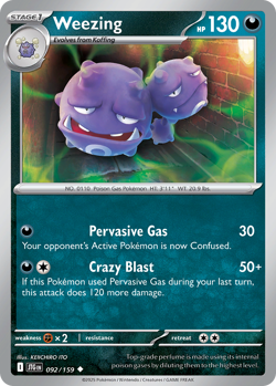 WEEZING 092/159 REVERSE HOLO UC JOURNEY TOGETHER POKEMON NM/M WEEZING - Image 1