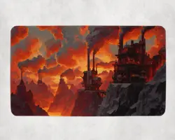 Steampunk Mountain Themed Playmat | Unofficial MTG Mat | TCG Playmat - Image 1