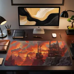 Steampunk Mountain Themed Playmat | Unofficial MTG Mat | TCG Playmat - Image 2