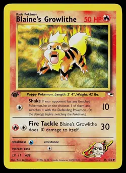 Pokemon Card - Blaine's Growlithe Gym Heroes 35/132 Uncommon 1st Edition - Image 1