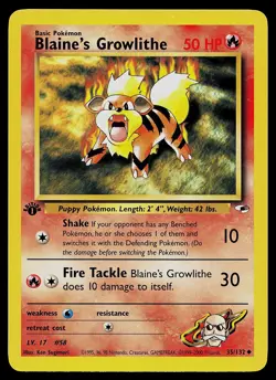 Pokemon Card - Blaine's Growlithe Gym Heroes 35/132 Uncommon 1st Edition - Image 1