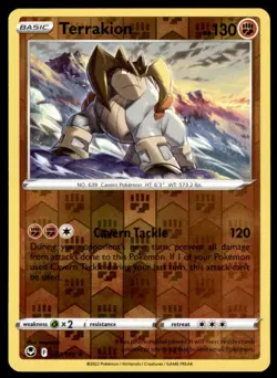 Terrakion 097/195 Holo Rare Silver Tempest Pokemon Reverse Holo Near Mint - Image 1