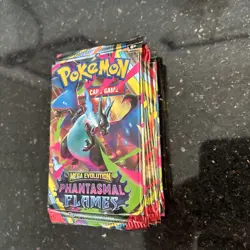10x Pokemon Mega Evolution Phantasmal Flames Booster Pack Opened But Pack Fresh - Image 1