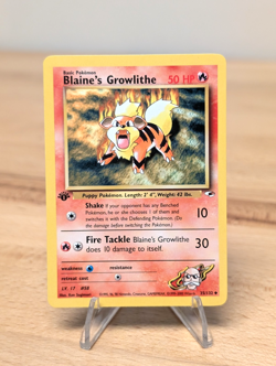 2000 Blaine's Growlithe Stamped First Edition Gym Heroes Uncommon Fire LP-NM - Image 1