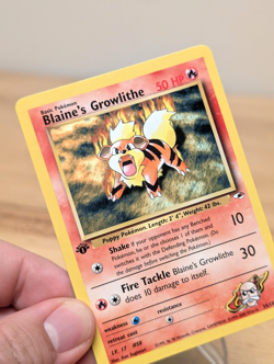 2000 Blaine's Growlithe Stamped First Edition Gym Heroes Uncommon Fire LP-NM - Image 2