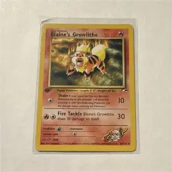 Pokemon Blaine's Growlithe Gym Heroes 1st Edition Uncommon 035/132 Regular - Image 1