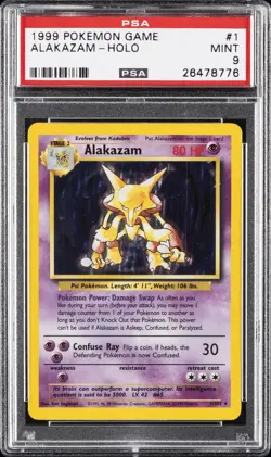 1999 POKEMON BASE SET UNLIMITED #1 ALAKAZAM-HOLO PSA 9 - Image 1