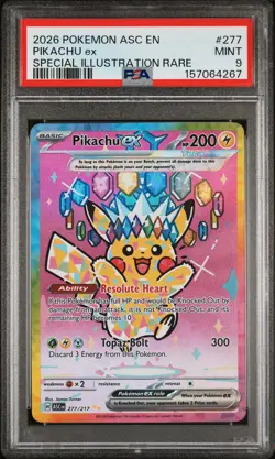 2026 POKEMON ASC EN-ASCENDED HEROES SPECIAL ILLUSTRATION RARE PIKACHU EX PSA 9 - Image 1