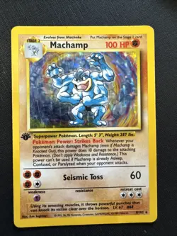 Machamp 8/102 Base Set Holo Rare 1st Edition WOTC 1999 Pokemon Card - Image 1