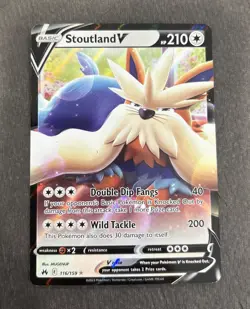 Stoutland V 116/159 Ultra Rare Crown Zenith TCG Pokemon Card NM - Image 1