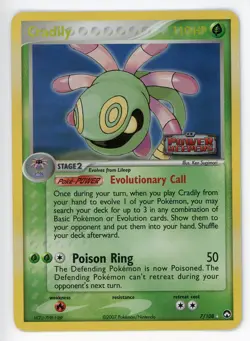 Pokemon Card Cradily 7/108 Reverse Holo Foil EX Power Keepers NM - Image 1