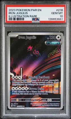 2023 POKEMON PAR EN-PARADOX RIFT ILLUSTRATION RARE #216 IRON JUGULIS PSA 10 - Image 1