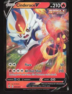 Cinderace V 044/264 Holo V Rare Fusion Strike Pokemon Near Mint - Image 1