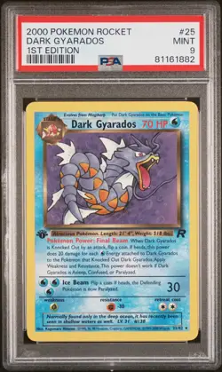 2000 POKEMON ROCKET 1ST EDITION #25 DARK GYARADOS PSA 9 - Image 1