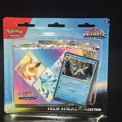 Pokemon TCG Prismatic Evolutions Tech Sticker Collection Glaceon 3 Packs - Image 1