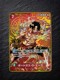 One Piece TCG Portgas D Ace OP02-013 SR 2nd Anniversary Gold Jap Custom/Fan-Art - Image 1