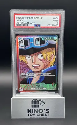 2025 ONE PIECE JPN OP13-CARRYING ON HIS WILL ALTERNATE ART #004 SABO PSA 9 - Image 1