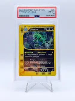 2002 POKEMON EXPEDITION BASE SET HOLO RARE E-READER TYRANITAR 29/165 PSA 8 - Image 1