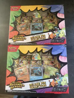 Pokemon TCG Ascended Heroes LOT - 2x Deluxe Pin Collections + 1 Booster Bundle! - Image 2